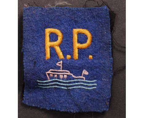 A rare original WWII Second World War era believed Cornish / Cornwall LDV / Home Guard issue ' River Patrol ' uniform patch. 