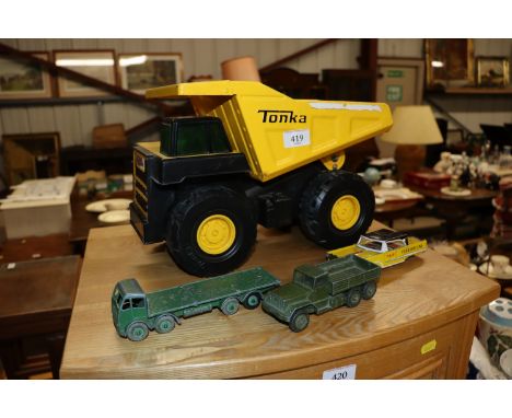 A Tonka Toys truck with Dinky Supertoys, Corgi Major, etc.