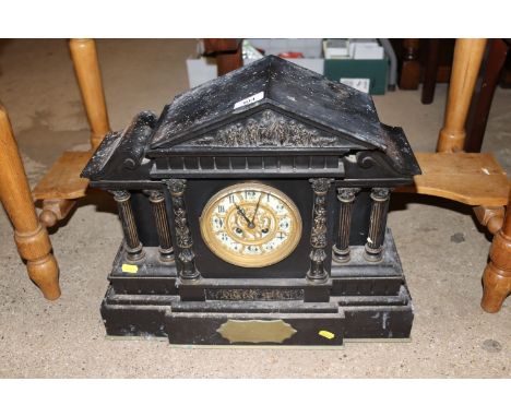 An F.C. Scott Redhill Victorian slate mantel clock 