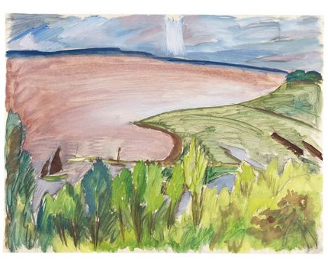 Erich Heckel     1883 Döbeln/Sachsen - 1970 Radolfzell/Bodensee Blick auf die Förde. 1919. Aquarell.  Rechts unten signiert u