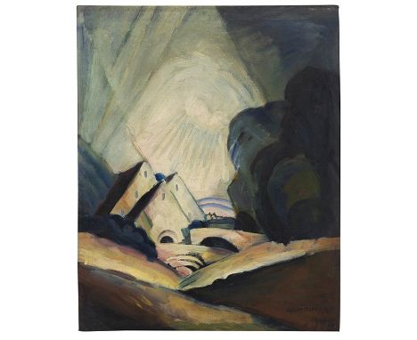 Albert Mueller     1884 Schwandorf/Baden - 1963 Bremen Der Morgen. 1917. Öl auf Leinwand.  Rechts unten signiert und datiert.