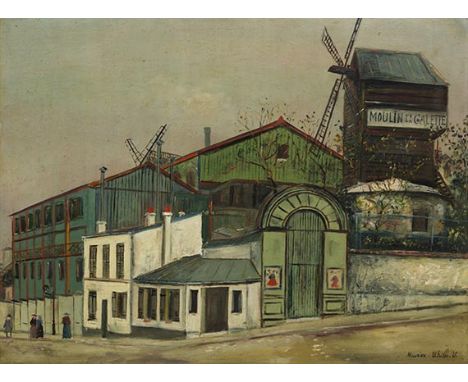 Maurice Utrillo     1883 Paris - 1955 Dax/Landes Le Moulin de la Galette. Um 1915. Öl auf Malpappe.  Rechts unten signiert. V
