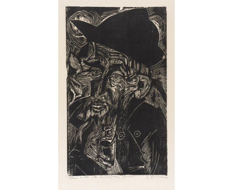 Ernst Ludwig Kirchner     1880 Aschaffenburg - 1938 Davos Alter bärtiger Älpler in schwarzem Hut (Kaspar Cadiepolt). 1919. Ho