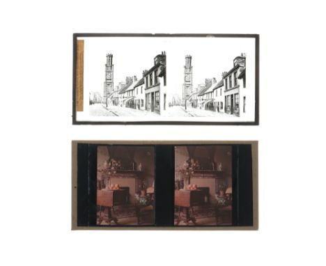 A Small Collection of Glass Stereoviews, eight unsigned professional and amateur, including two glass mounted cut film colour