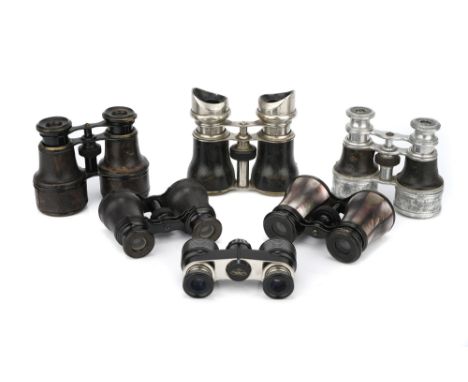Six Various Pairs of Opera Glasses and Binoculars, including an early aluminium pair by R &amp; J Beck, London and Philadelph
