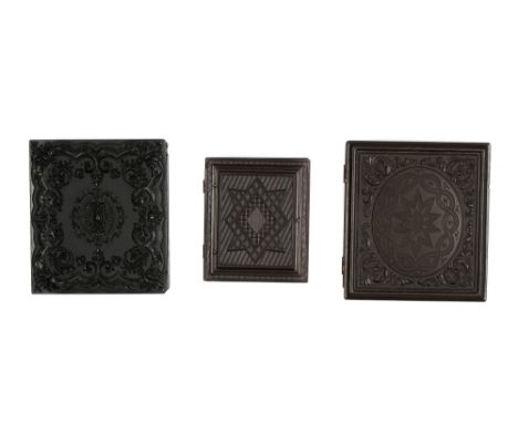 Three Union Cases with Ambrotypes, one a scarce example by A P Critchlow, geometric, late 1850's, with two ninth-plate ambrot