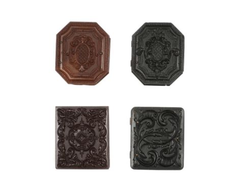 Four Union Cases, Two with Ambrotypes, one Littlefield Parson &amp; Co., scrolls, 1850's with ninth-plate ambrotype of old wo