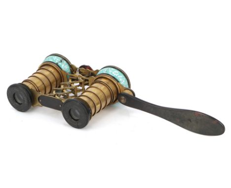 A Pair of Telescopic Opera Glasses, French, c.1850, signed 'Regniault No. 50 rue Laffitte Paris', design by Bautain, in gilt 