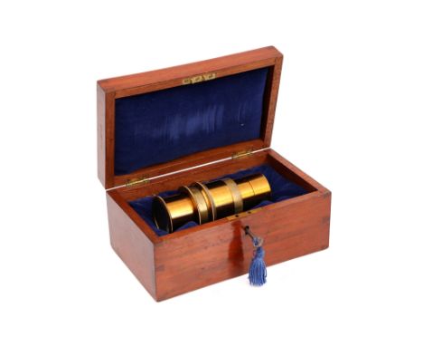 A 'Darker' Magic Lantern Kaleidoscope, English, c.1880, unsigned, finished in lacquered brass with internal mirrors, In later