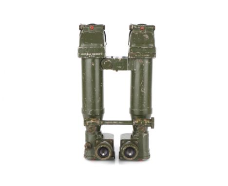 A Pair of British Army Periscopic Binoculars,  for use on armoured vehicles, eyepieces with rectilinear focussing, marked wit
