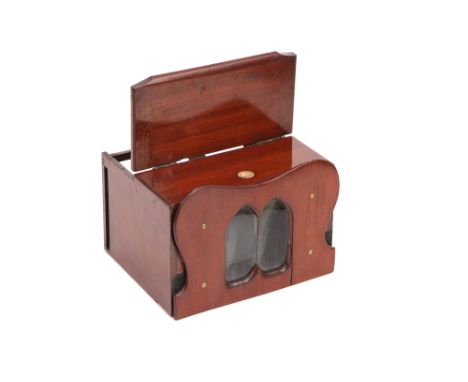 A Knight Cosmorama Type Viewer,  English, c.1860, with plaque to top for 'BY R(Royal) LETTERS PATENT, PEC 774', with gothic a