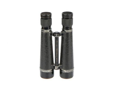 Astronomical Binoculars, English, c.1910, engraved 'x6 INVERTEDROSS LONDON No.68151, finished in black enamel with leather co
