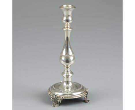 Judaica candlestick silver. Beautiful model with typical Judaica decorations. Weighted model. Israel, 20th century, hallmarks