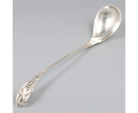 Compote spoon silver. Elegant model with floral decorations. The openwork handle is decorated with a snowdrop flower. Netherl
