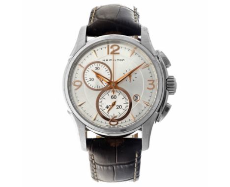 No Reserve - Hamilton Jazzmaster H326120 - Men's watch. Case: steel - strap: leather - quartz - box - condition: good - diame