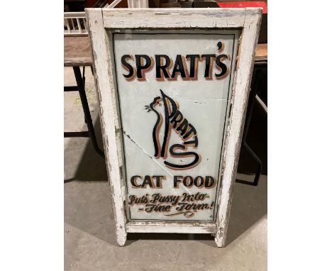 Hand painted sash window with Spratt's Cat Food logo 