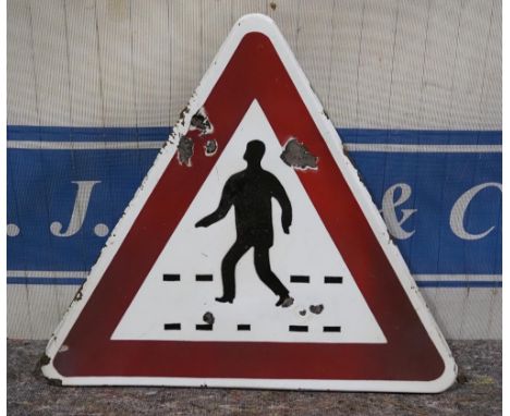 Enamel sign - Pedestrian crossing 22x25" max 