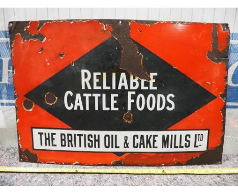 Enamel sign - Reliable Cattle Foods 20x30" 