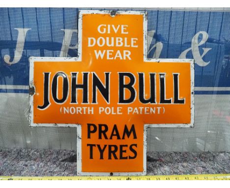 Enamel sign - John Bull Pram Tyres 17.5x17.5" 