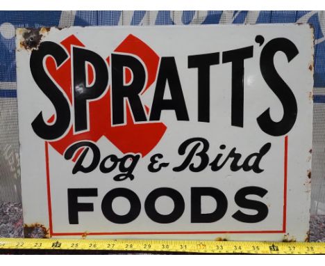 Double sided enamel sign - Spratts Dog and Bird Food 12x16" 
