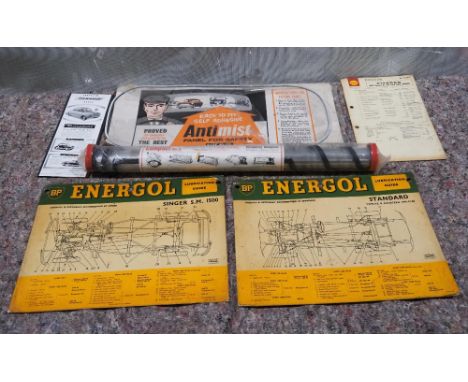 2- BP Energol lubrication guides, Shell service guide and other motoring advertisements 