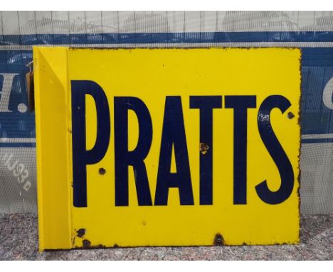 Double sided post mounted enamel sign - Pratts with new flange fitted 24x18" 