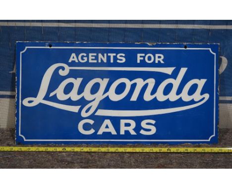 Enamel sign - Agents for Lagonda Cars 12x24" 