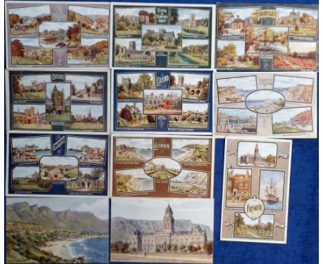 Postcards, A R Quinton, a collection of 11 multi-view cards inc. Wye Valley, Ripon and Fountains Abbey, Harrogate, Oxford, (2