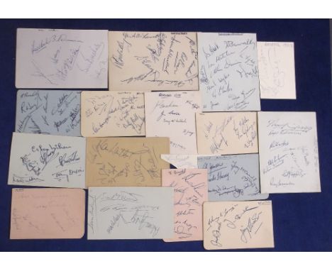 Football autographs, selection of 17 autograph album pages mostly from mid 1950's various teams, inc. Shrewsbury 52/53(12) wi