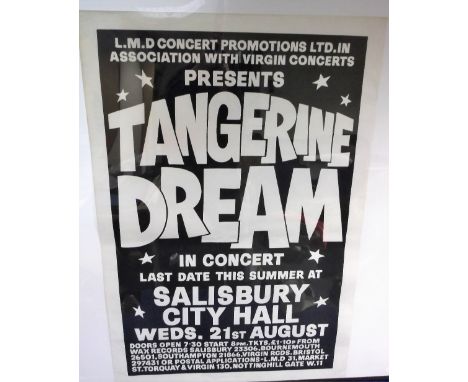 Music Poster, Tangerine Dream concert poster for gig at Salisbury City Hall 21 Aug 1974, 20" x 30", (gd) 