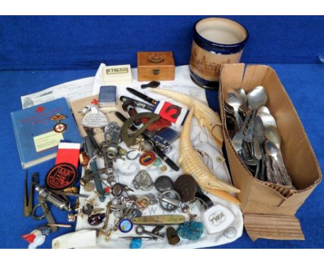 Collectables, bag of assorted collectables to include Eversharp , Fineline and Parker fountain pens, Acme Girl Guide whistle 
