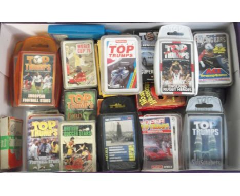 Trade cards, 40+ Top Trumps sets all in boxes or packs of issue, some duplication, sets inc. European Football Stars, World C