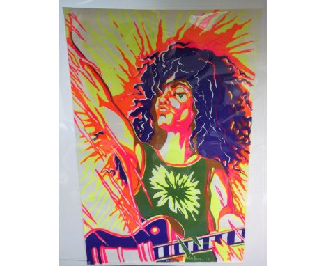 Music Poster, Marc Bolan, T Rex silk screen poster 1972, official gig poster sold out at venues' during the 1972/73 period of