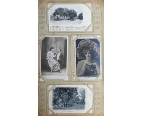 Postcards, a mixed subject and topographical selection of approx. 280 cards in vintage album including actresses, comic, topo