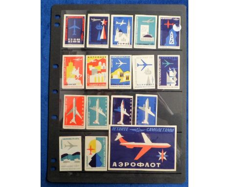 Ephemera, Poster Stamps, 16 Russian poster stamps showing Aeroflot aeroplanes and 1 label for Aeroflot circa 1960s (gd) (17)
