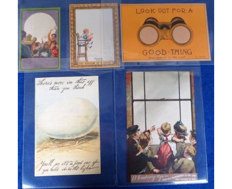 Ephemera, 5 Victorian Advertising Hold to Light give aways including Mellins Food, Pears Soap, The Morning newspapers, Cadbur