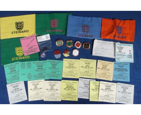 Football badges / tickets etc, a collection of 7 Steward badges inc. 76/77, Spring 79, Autumn 79, Spring 80, Autumn 80 &amp; 