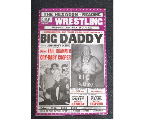 Wrestling Poster, Reading, Hexagon, Big Daddy as headline tag team act with Classy Johnny Kidd v. Killer Karl Krammer and Cry