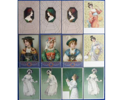Postcards, Tony Warr Collection, a good mixed early glamour selection of 28 cards all published by Meissner and Buch, mostly 