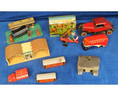 Toys, A Chad Valley Tinplate Clockwork Express Removals Van No.10133, red, white and blue body, 'CV10133', opening rear tailg