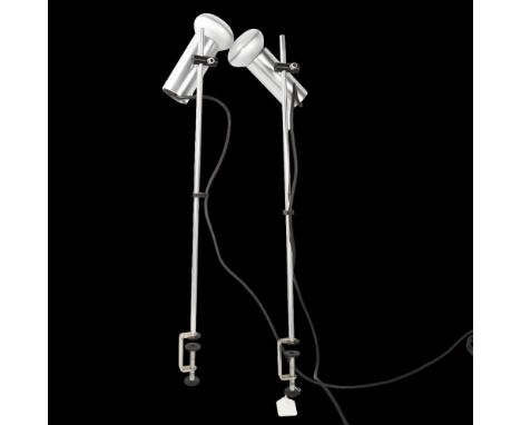 A pair of 1970s' Aluminium clamp lamps in the style of Peter Nelson for Architectural Lighting, approx height 65cmGood untest