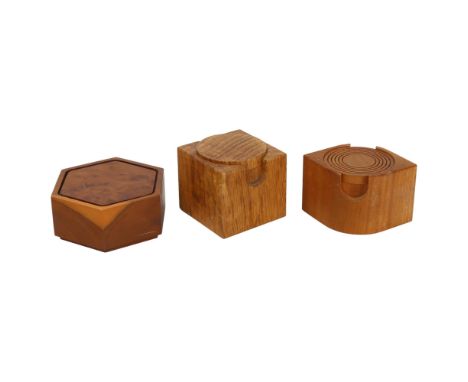 Desmond Ryan, 3 handmade wooden trinket boxes, circa 1990, makers stamps to base, tallest 5.5cmAll in good condition, some su