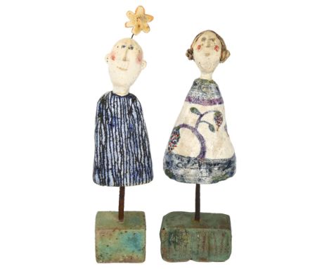 Jane Muir, 2 studio ceramic figures, both signed to base female dated 1994, tallest 24cmFemale figure in good condition, no c