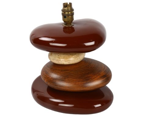 Francois Chatain, France, a 1980's ceramic, stacked pebble, lamp base, with original makers label, height 28cmGood condition,