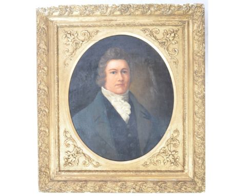 An antique 19th Century Georgian English School oil on board portrait study painting depicting a wealthy gentleman with mediu