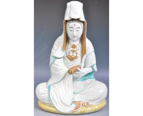 A 20th Century Chinese Oriental Republic Period had painted porcelain figurine depicting a goddess - likely Guanyin / Guan Yi