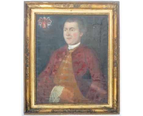 An antique 18th Century French oil on canvas portrait study painting depicting a nobleman with a finely detailed facial featu