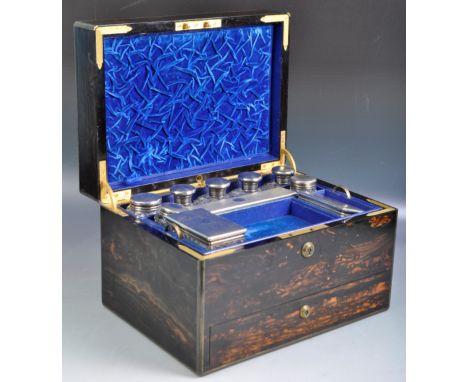 Aspreys Of London - An outstanding antique 19th Century English Victorian coromandel and brass bound vanity box of supreme qu