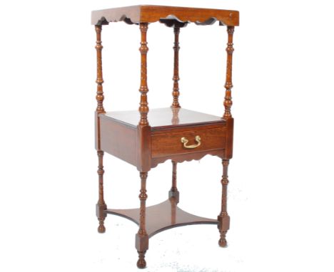 An antique style Victorian influence mahogany bedside / side occasional table vase stand or bust stand pedestals of upright s