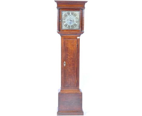 An antique 17th Century&nbsp;Georgian 8 day oak longcase grandfather clock movement having a later 18th / 19th century case w